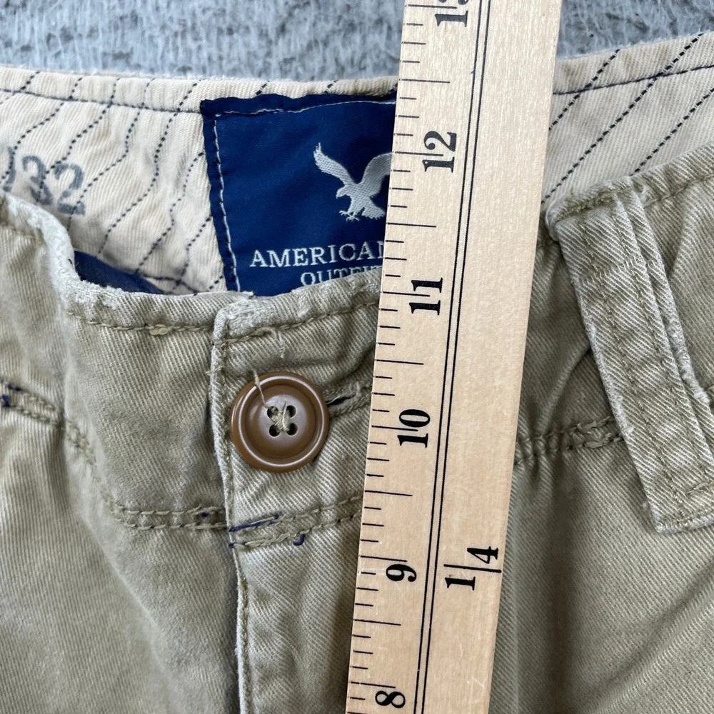 American Eagle Pants Mens 34x32 Tan AE Khaki Straight Distressed Chino Cotton